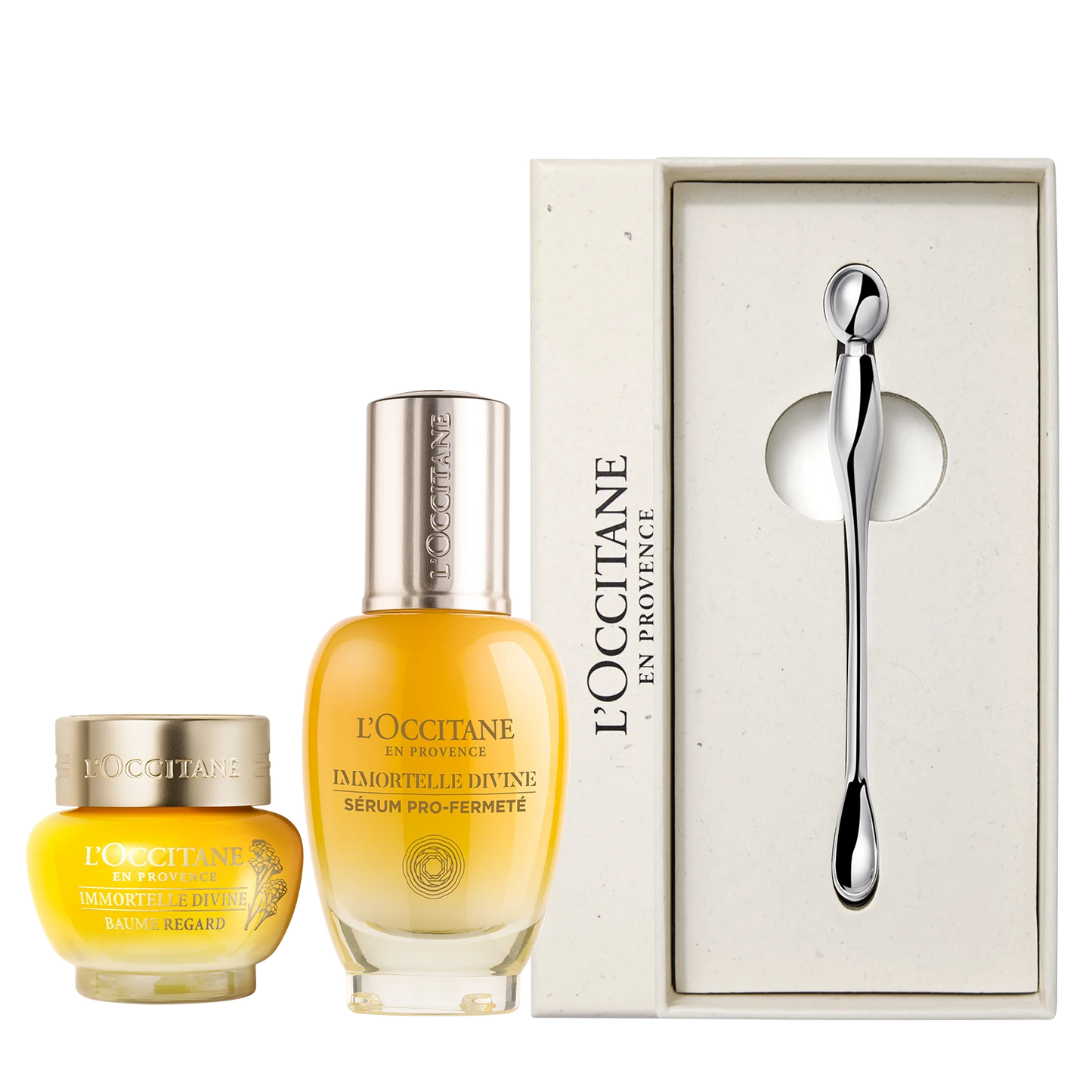 Dúo Immortelle Divina Ojos y Suero + Espátula Facial 3 en 1