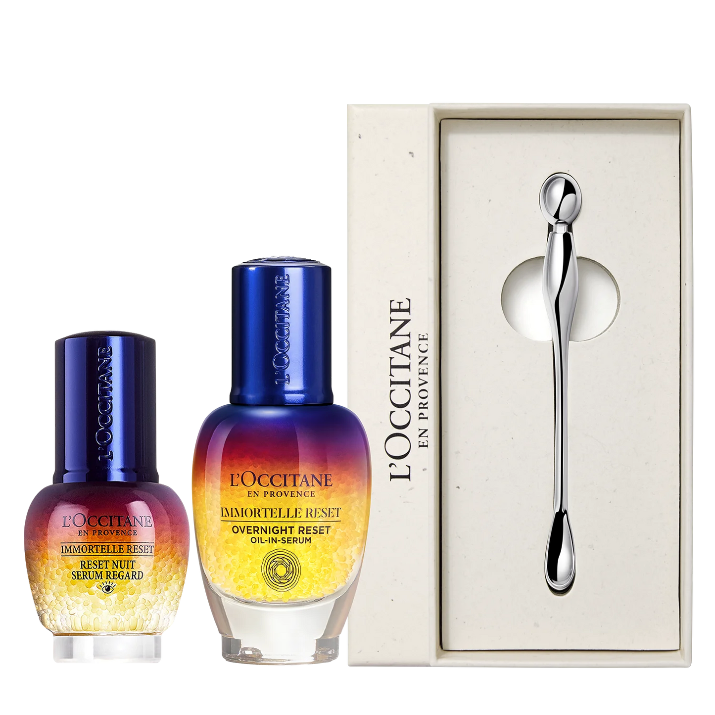 Dúo Overnight Sérum y Contorno de Ojos + Espátula Facial 3 en 1