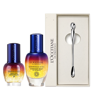 Dúo Overnight Sérum y Contorno de Ojos + Espátula Facial 3 en 1