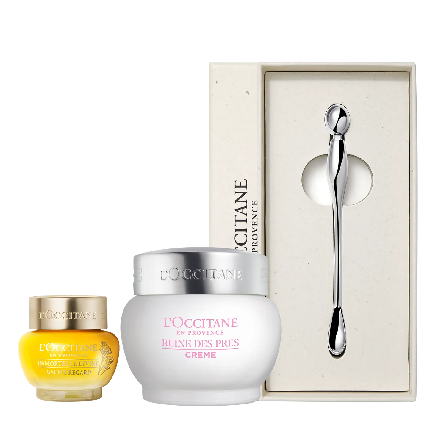 Dúo Contorno de ojos Divina y Crema Reina de los Prados + Espátula Facial 3 en 1